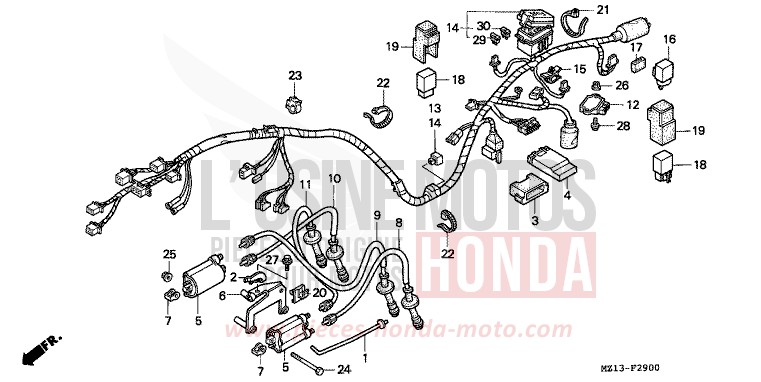 WIRE HARNESS for CB1000F "Big One" MUTE BLACK METALLIC (NH359) from 1996
